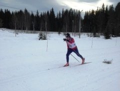 Fint driv: Bjørn Edvardsen i fint driv inn mot mål på Bergegarda skistadion